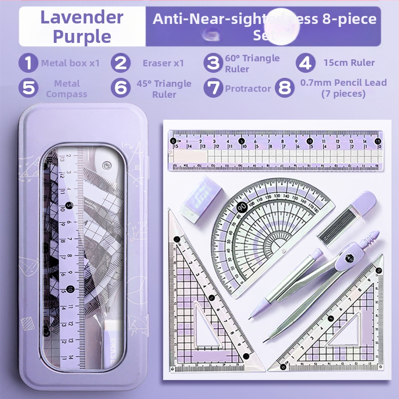 Sirkli ja joonlaua komplekt algkooliõpilastele, põhikooliõpilastele, kolmnurkjoonlaud, kuuenda klassi õpilaste kirjatarbed, joonlaua ja kolmnurga komplekt