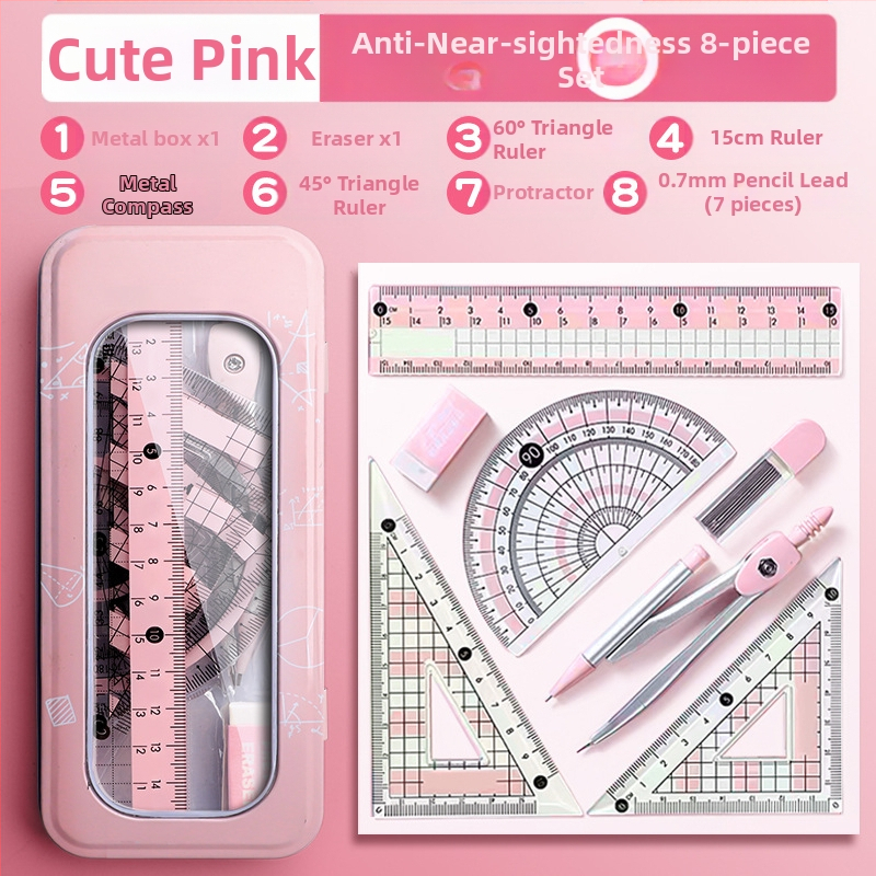 Sirkli ja joonlaua komplekt algkooliõpilastele, põhikooliõpilastele, kolmnurkjoonlaud, kuuenda klassi õpilaste kirjatarbed, joonlaua ja kolmnurga komplekt