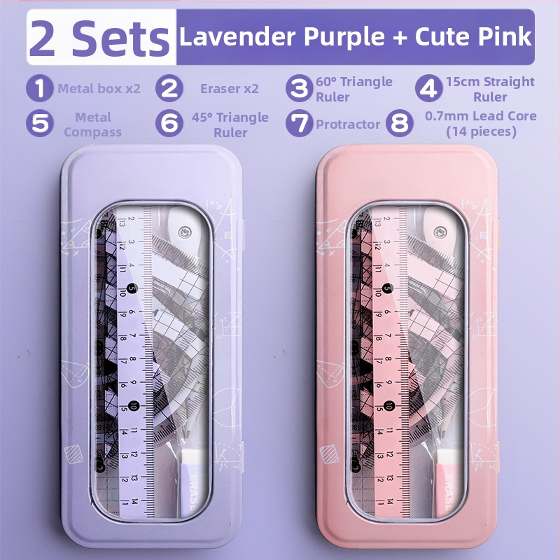 Sirkli ja joonlaua komplekt algkooliõpilastele, põhikooliõpilastele, kolmnurkjoonlaud, kuuenda klassi õpilaste kirjatarbed, joonlaua ja kolmnurga komplekt