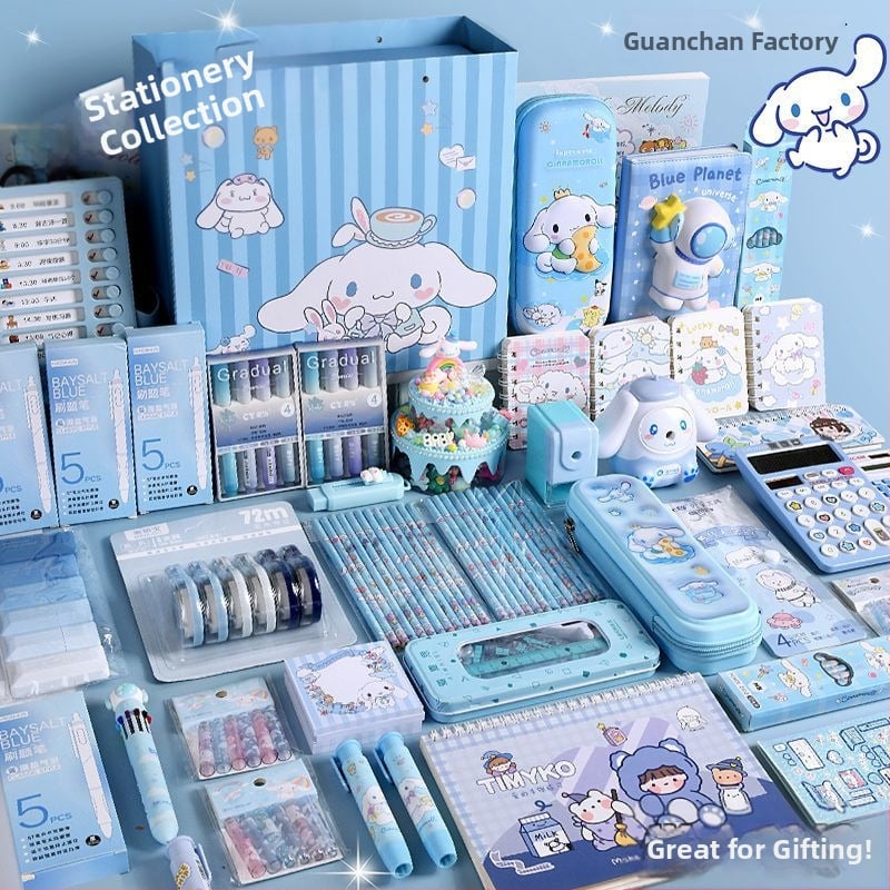 Set de papetărie pentru câini cu urechi mari, cutie cadou, cadou de ziua de naștere pentru fete, școală primară, rechizite școlare pentru copii, pachet cadou Kuromi
