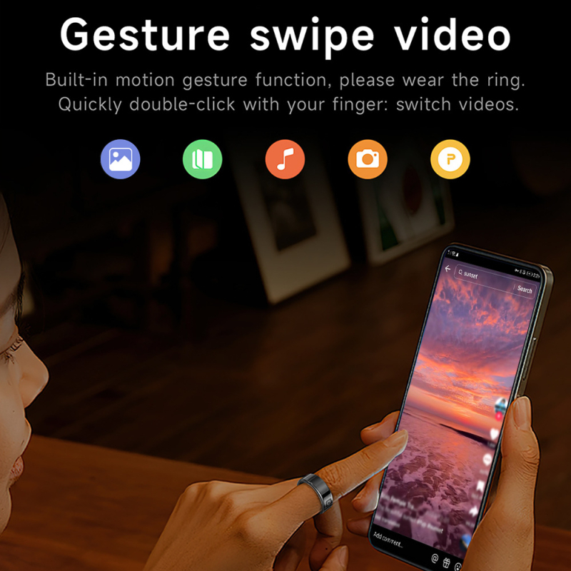 Plahvatusohtlik SR08 koos lao nutika rõngaga, millel on ekraanipuutetundlik nutikas rõngas, pulsisageduse ja vere hapnikuanduriga une rõngas