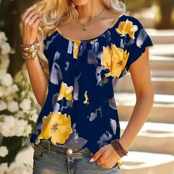 2024 Европейски и американски трансгранични нови топове с къс ръкав и кръгло деколте