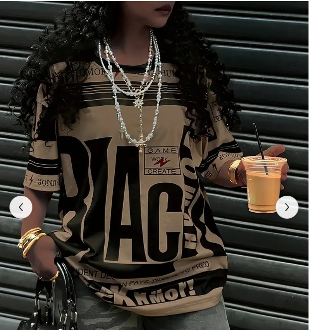 Retro värviblokeeritud lahtise ümara kaelusega digitaalselt trükitud naiste T-särk suvine vabaaja tänavamood sportlik kiiresti kuivav lühikeste varrukatega trendikas bränd