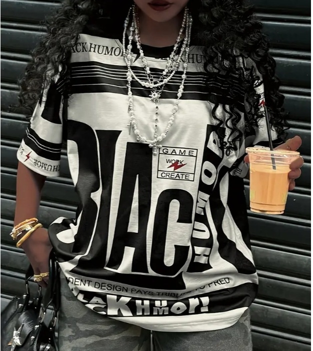 Retro värviblokeeritud lahtise ümara kaelusega digitaalselt trükitud naiste T-särk suvine vabaaja tänavamood sportlik kiiresti kuivav lühikeste varrukatega trendikas bränd