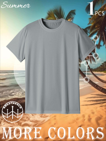 # TD18 vīriešu plus izmēra brīvā laika T-krekls ar apaļu kakla izgriezumu [vasaras brīvā laika pavadīšanai]]