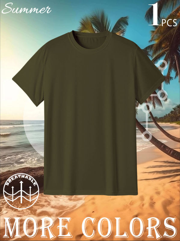 # TD18 vīriešu plus izmēra brīvā laika T-krekls ar apaļu kakla izgriezumu [vasaras brīvā laika pavadīšanai]]