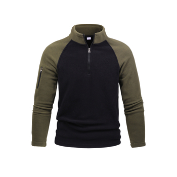 Тактическо поларено яке за мъже от 280 г. за трансграничен износ, топъл есенно-зимен пуловер с цип и цветни блокове