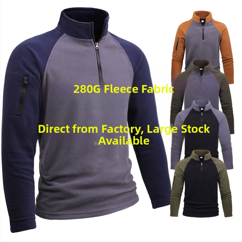 2024. aasta piiriülene taktikaline fliisjakk meestele, 280g polaarfliisist soe sügis- ja talvejope, värviblokeeritud lukuga dressipluus