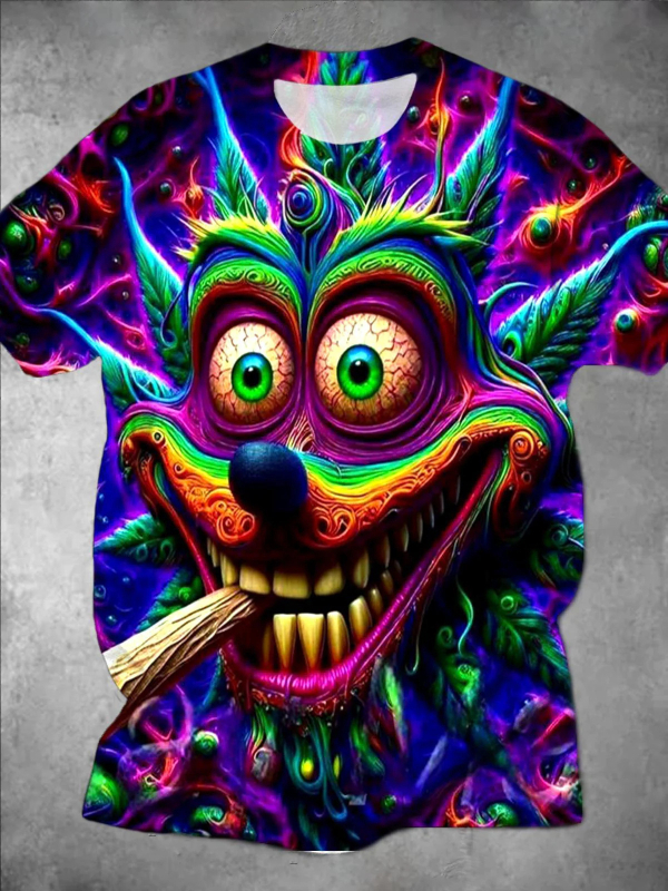 Euroopa ja Ameerika ekspordi Amazon 2025 uus vabaaja mitmekülgne kvaliteetne naljaka mustriga meeste lühikeste varrukatega T-särk