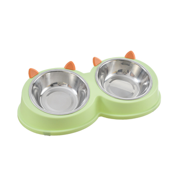 Αυτιά γάτας από ανοξείδωτο ατσάλι Μπολ για κατοικίδια, μπολ για σκύλους, μπολ για γάτες, μπολ με τροφή για σκύλους, μπολ με τροφή για γάτες, φαγητά και ποτά για σκύλους και γάτες, διπλό μπολ, επιτραπέζια σκεύη