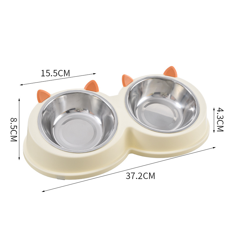 Kassikõrvad roostevabast terasest Lemmikloomakauss koerakauss kassikauss koeratoidukauss kassitoidukauss koera ja kassi söömise ja joomise topeltkaussiga lauanõud