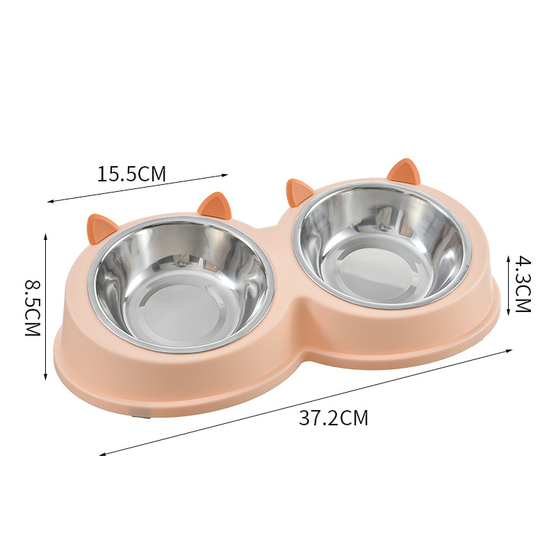 Kassikõrvad roostevabast terasest Lemmikloomakauss koerakauss kassikauss koeratoidukauss kassitoidukauss koera ja kassi söömise ja joomise topeltkaussiga lauanõud