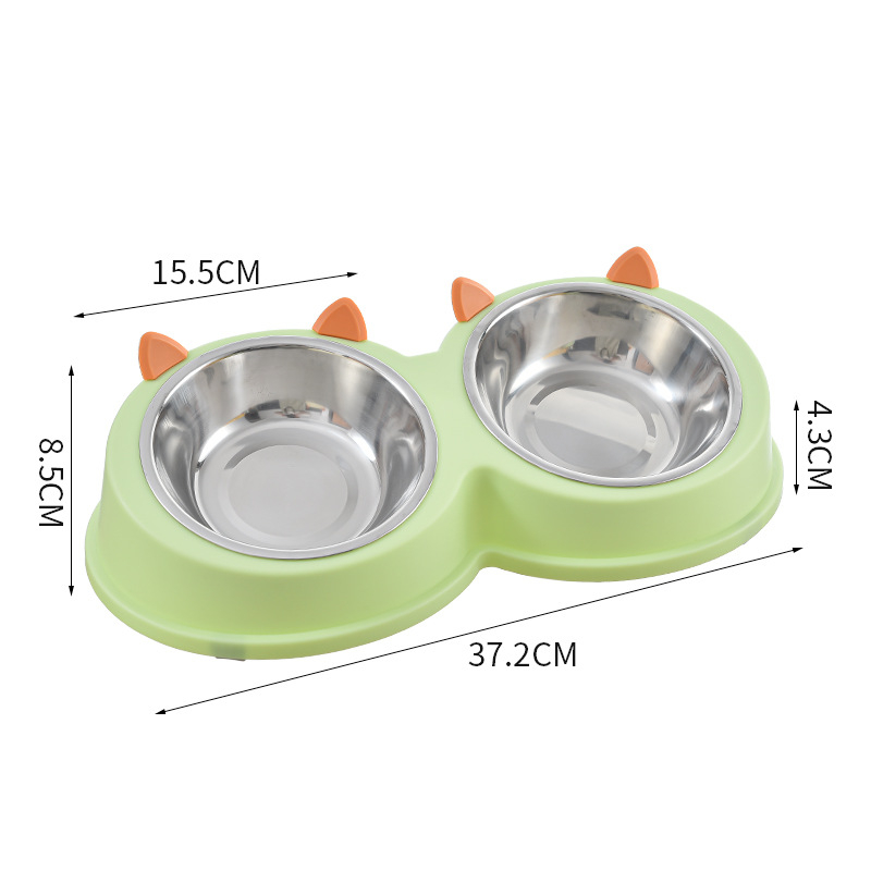 Kassikõrvad roostevabast terasest Lemmikloomakauss koerakauss kassikauss koeratoidukauss kassitoidukauss koera ja kassi söömise ja joomise topeltkaussiga lauanõud