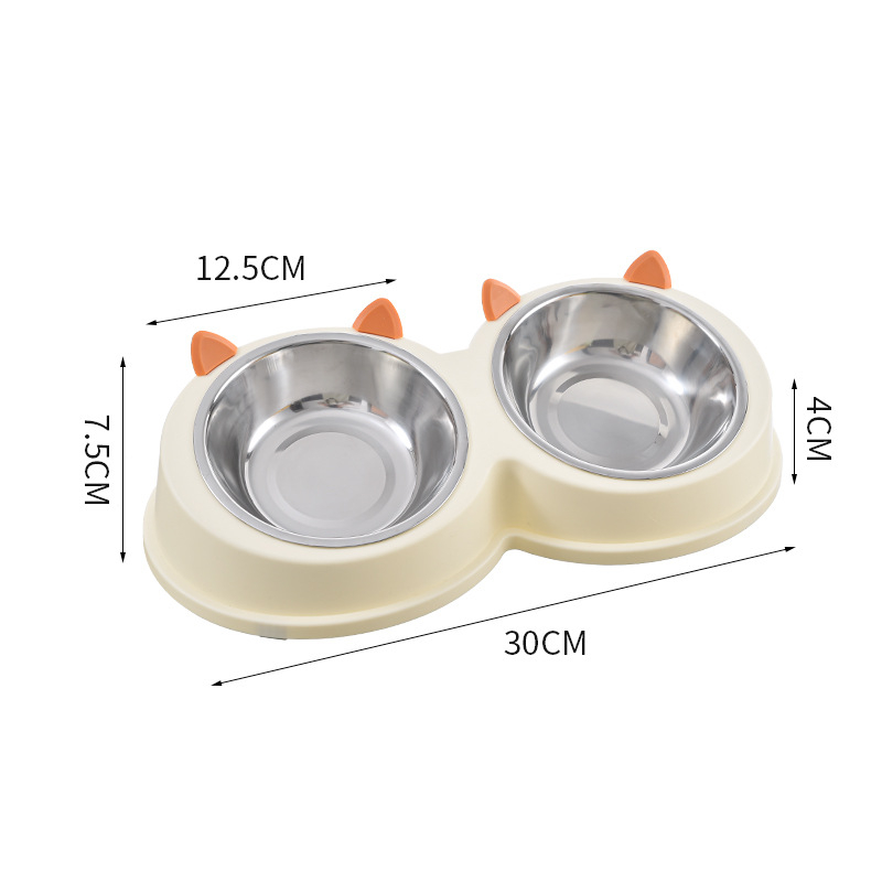 Kassikõrvad roostevabast terasest Lemmikloomakauss koerakauss kassikauss koeratoidukauss kassitoidukauss koera ja kassi söömise ja joomise topeltkaussiga lauanõud