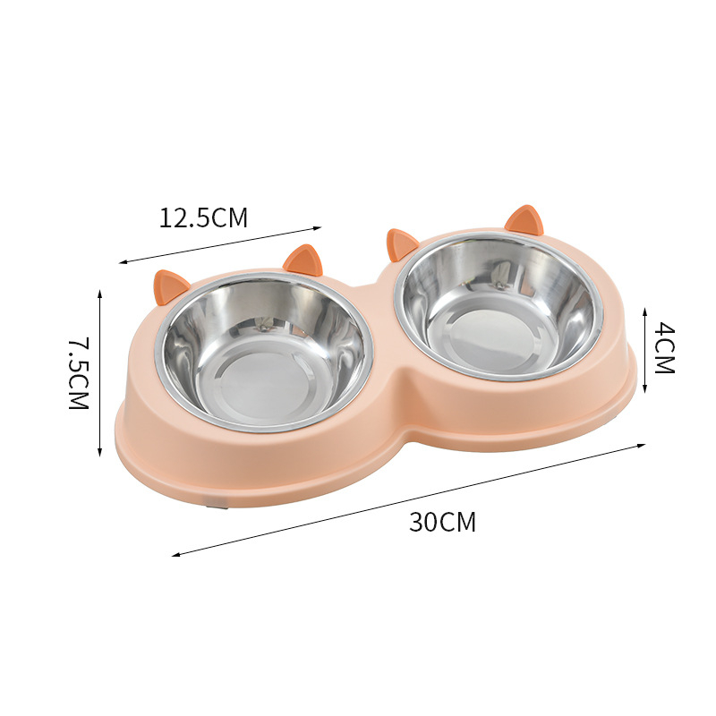 Kassikõrvad roostevabast terasest Lemmikloomakauss koerakauss kassikauss koeratoidukauss kassitoidukauss koera ja kassi söömise ja joomise topeltkaussiga lauanõud