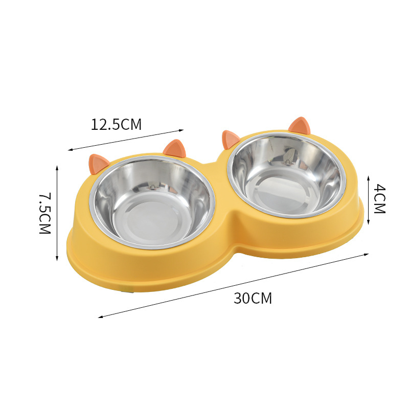 Kassikõrvad roostevabast terasest Lemmikloomakauss koerakauss kassikauss koeratoidukauss kassitoidukauss koera ja kassi söömise ja joomise topeltkaussiga lauanõud