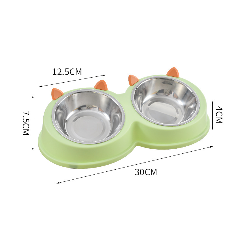 Kassikõrvad roostevabast terasest Lemmikloomakauss koerakauss kassikauss koeratoidukauss kassitoidukauss koera ja kassi söömise ja joomise topeltkaussiga lauanõud