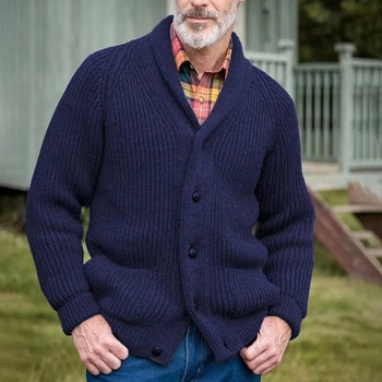 Трансгранична външна търговия Мъжки популярен плетен яке shopify ежедневен топъл ретро мъжки пуловер с ревери plus size