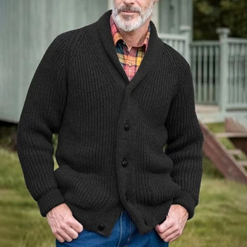 Трансгранична външна търговия Мъжки популярен плетен яке shopify ежедневен топъл ретро мъжки пуловер с ревери plus size