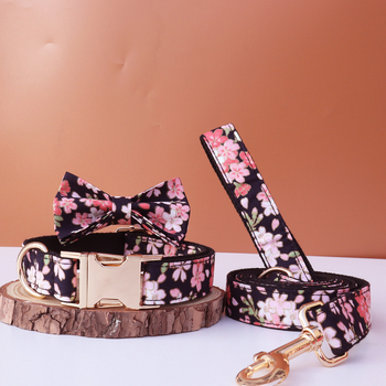 Κολάρο σκύλου ιαπωνικού τύπου με χρυσή σφραγίδα και λουρί με φιόγκο, προσαρμόσιμο μεταλλικό αξεσουάρ με χαραγμένη αγκράφα για κατοικίδια