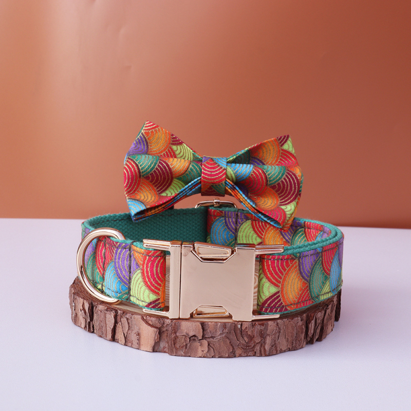 Jaapani stiilis kullatud koerakaelarihm lipsusõlmega, kohandatav graveeritud metallpandlaga lemmikloomaaksessuaar