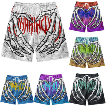 Euroopa ja Ameerika suvised meeste lühikesed püksid, tänavamoe hiphop vabaaja 3D digitaaltrükiga pingutusnööriga rannapüksid