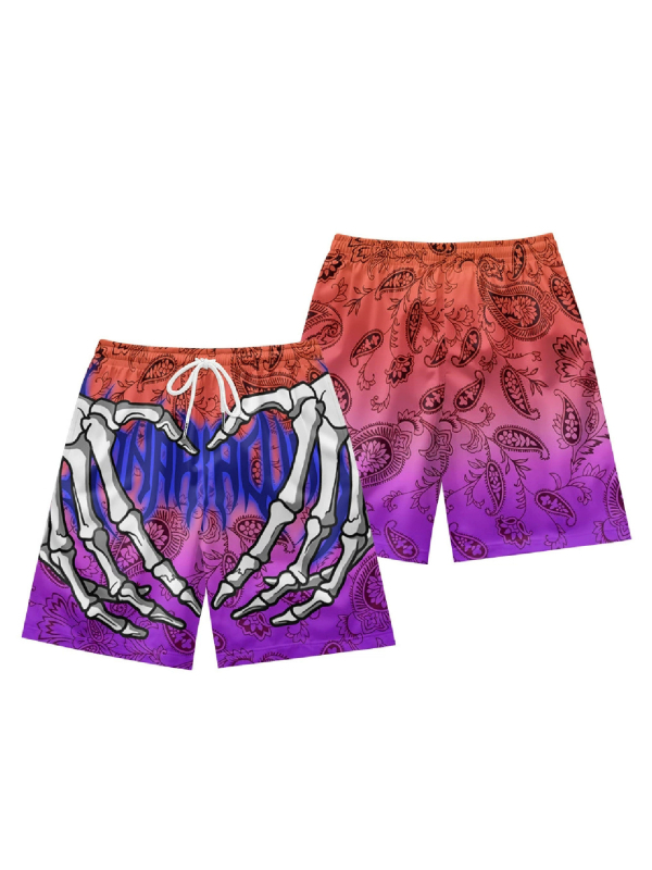 Euroopa ja Ameerika suvised meeste lühikesed püksid, tänavamoe hiphop vabaaja 3D digitaaltrükiga pingutusnööriga rannapüksid