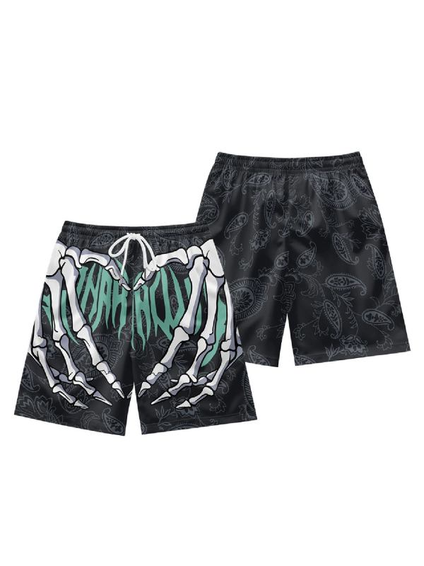 Euroopa ja Ameerika suvised meeste lühikesed püksid, tänavamoe hiphop vabaaja 3D digitaaltrükiga pingutusnööriga rannapüksid