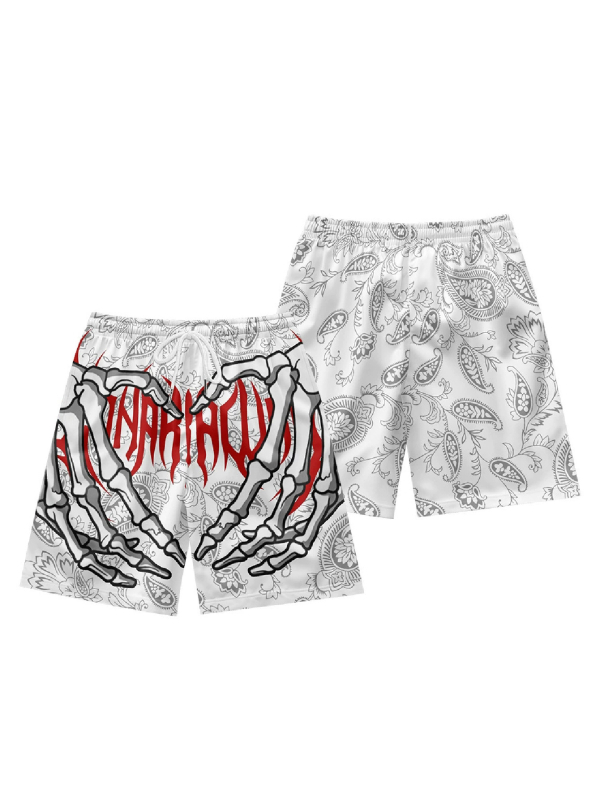 Euroopa ja Ameerika suvised meeste lühikesed püksid, tänavamoe hiphop vabaaja 3D digitaaltrükiga pingutusnööriga rannapüksid