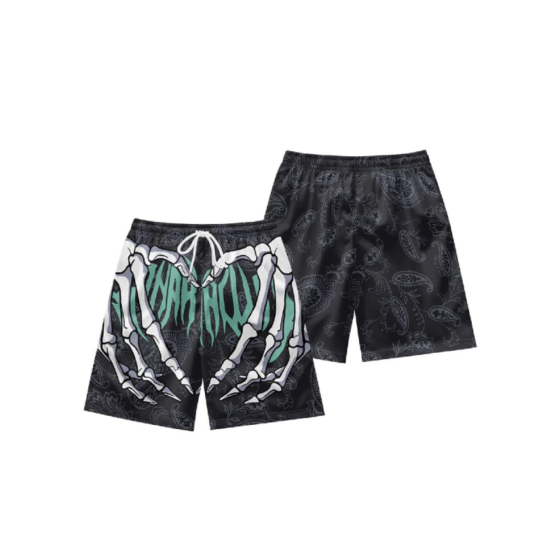 Euroopa ja Ameerika suvised meeste lühikesed püksid, tänavamoe hiphop vabaaja 3D digitaaltrükiga pingutusnööriga rannapüksid