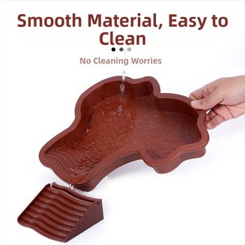 Poolveekilpkonnade vannibassein, kollase koorega kilpkonnad, kilpkonnade toitmisbassein, peesitamisplatvorm, kaheotstarbeline maismaa- ja veekilpkonnabassein, kukkumisvastane kilpkonnade vannikast