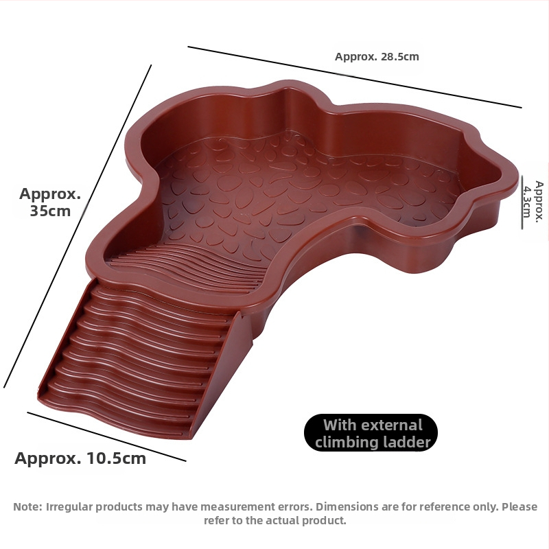 Poolveekilpkonnade vannibassein, kollase koorega kilpkonnad, kilpkonnade toitmisbassein, peesitamisplatvorm, kaheotstarbeline maismaa- ja veekilpkonnabassein, kukkumisvastane kilpkonnade vannikast