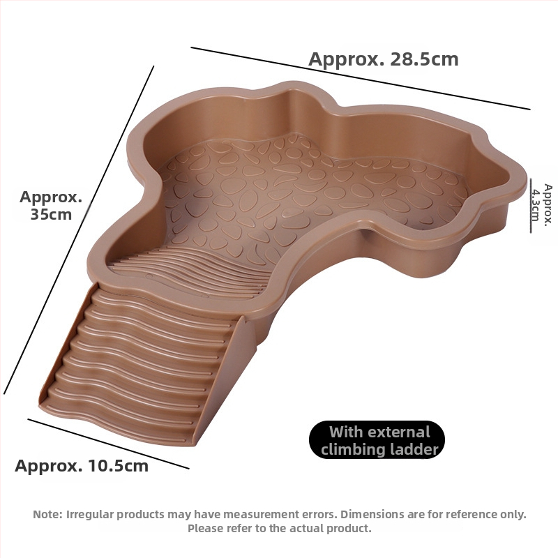 Poolveekilpkonnade vannibassein, kollase koorega kilpkonnad, kilpkonnade toitmisbassein, peesitamisplatvorm, kaheotstarbeline maismaa- ja veekilpkonnabassein, kukkumisvastane kilpkonnade vannikast