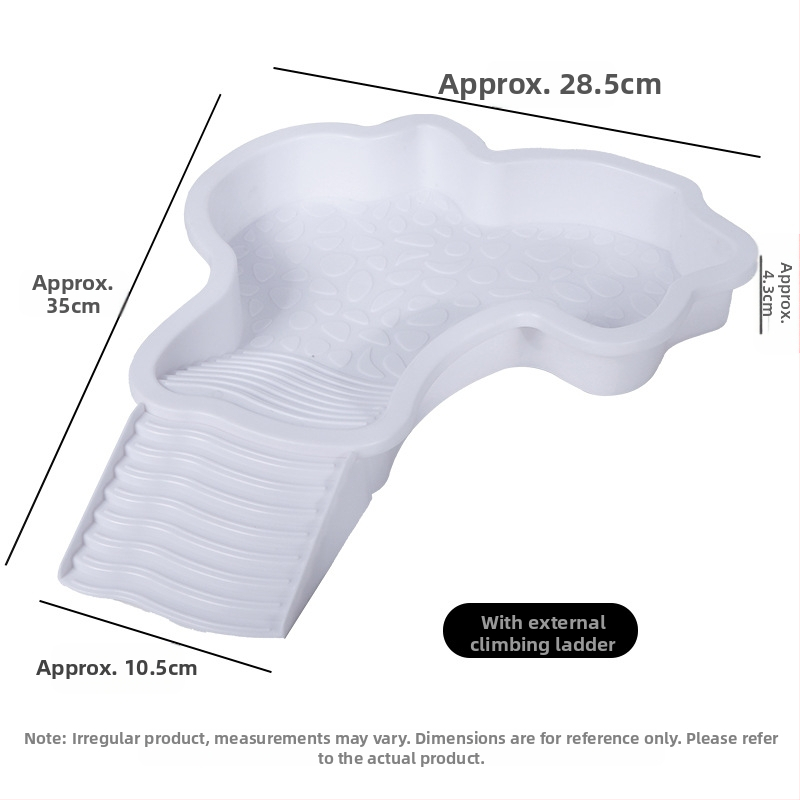 Poolveekilpkonnade vannibassein, kollase koorega kilpkonnad, kilpkonnade toitmisbassein, peesitamisplatvorm, kaheotstarbeline maismaa- ja veekilpkonnabassein, kukkumisvastane kilpkonnade vannikast