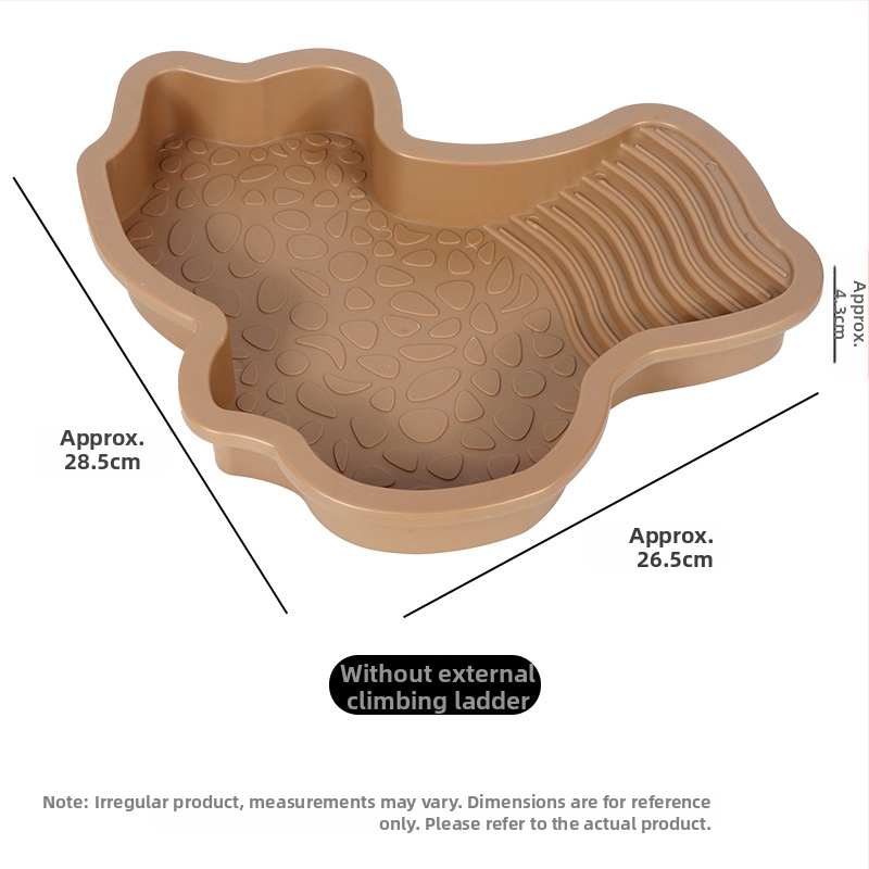 Poolveekilpkonnade vannibassein, kollase koorega kilpkonnad, kilpkonnade toitmisbassein, peesitamisplatvorm, kaheotstarbeline maismaa- ja veekilpkonnabassein, kukkumisvastane kilpkonnade vannikast