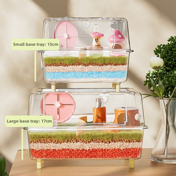 Hamsteripuur akrüülist panoraamvaatega läbipaistev luksuslik villa eriruum kuldkarule 60 põhipuuri söögikasti tarvikud