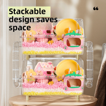 Hamsteripuur akrüülist panoraamvaatega läbipaistev luksuslik villa eriruum kuldkarule 60 põhipuuri söögikasti tarvikud