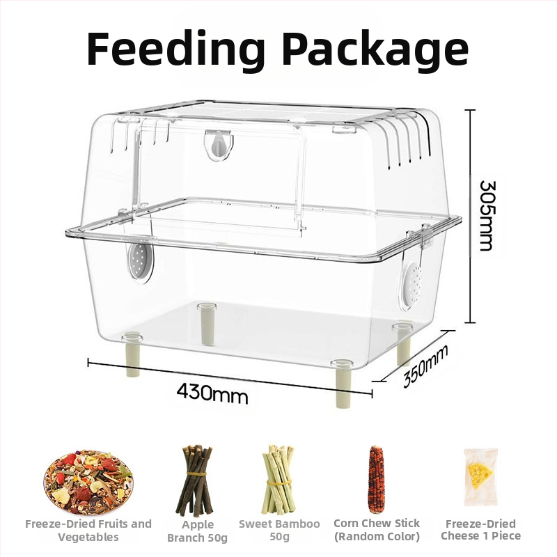 Hamsteripuur akrüülist panoraamvaatega läbipaistev luksuslik villa eriruum kuldkarule 60 põhipuuri söögikasti tarvikud