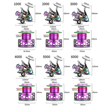 „Luya“ spalvingas metalinis verpimo ratukas 1000–6000, nuotolinio valdymo žvejybos ratas, be tarpų, juodas žvejybos ratas, 5.0, didelio greičio