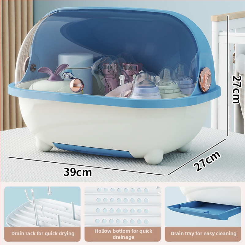 Naujų kūdikių buteliukų laikymo dėžutė, maisto papildų įrankis, nutekėjimo lentynėlė, kūdikių stalo įrankiai, dulkėms atspari atverčiama didelės talpos laikymo dėžutė