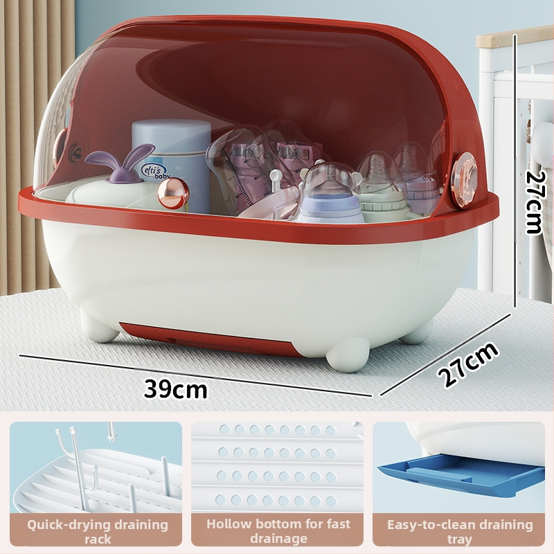Naujų kūdikių buteliukų laikymo dėžutė, maisto papildų įrankis, nutekėjimo lentynėlė, kūdikių stalo įrankiai, dulkėms atspari atverčiama didelės talpos laikymo dėžutė