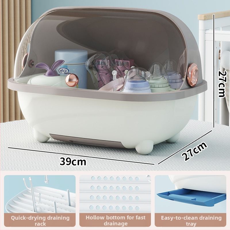 Naujų kūdikių buteliukų laikymo dėžutė, maisto papildų įrankis, nutekėjimo lentynėlė, kūdikių stalo įrankiai, dulkėms atspari atverčiama didelės talpos laikymo dėžutė