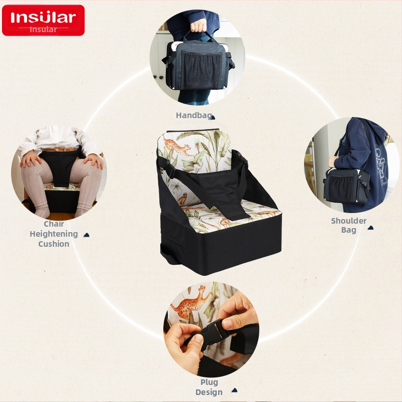 Amazon Преносим водоустойчив сгъваем детски стол с повишена възглавница, бебешки стол за хранене с повишена възглавница, трансграничен