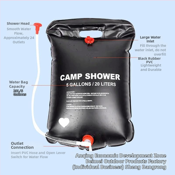 Φορητή τσάντα ζεστού νερού για αγροτική ηλιακή θέρμανση νερού από τον κατασκευαστή για υπαίθρια κάμπινγκ, πτυσσόμενη εξωτερική ηλιοθεραπεία και μπλούζα