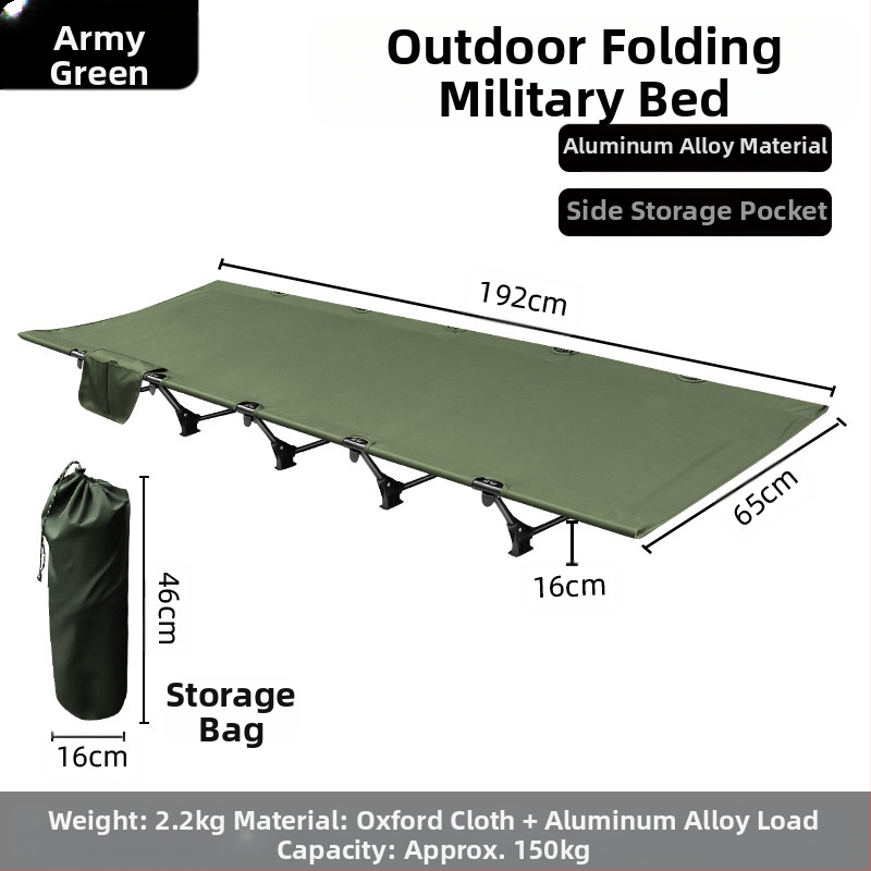 Lauko sulankstoma lova stovyklavimui, snauduliams biure, kompanioninė lova, Oksfordo audinio aliuminio lydinio karinė lovelė, lengva ir nešiojama