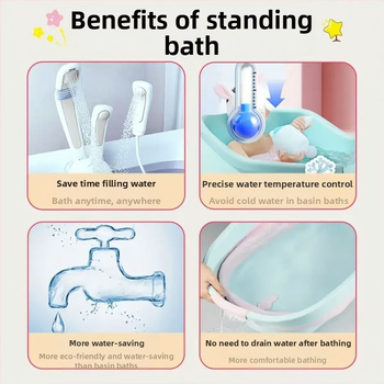 Imiku vertikaalne dušš, beebi seisva vanni artefaktiga kukkumis- ja libisemisvastane väikelapse tagumikupesuduši tugiraam