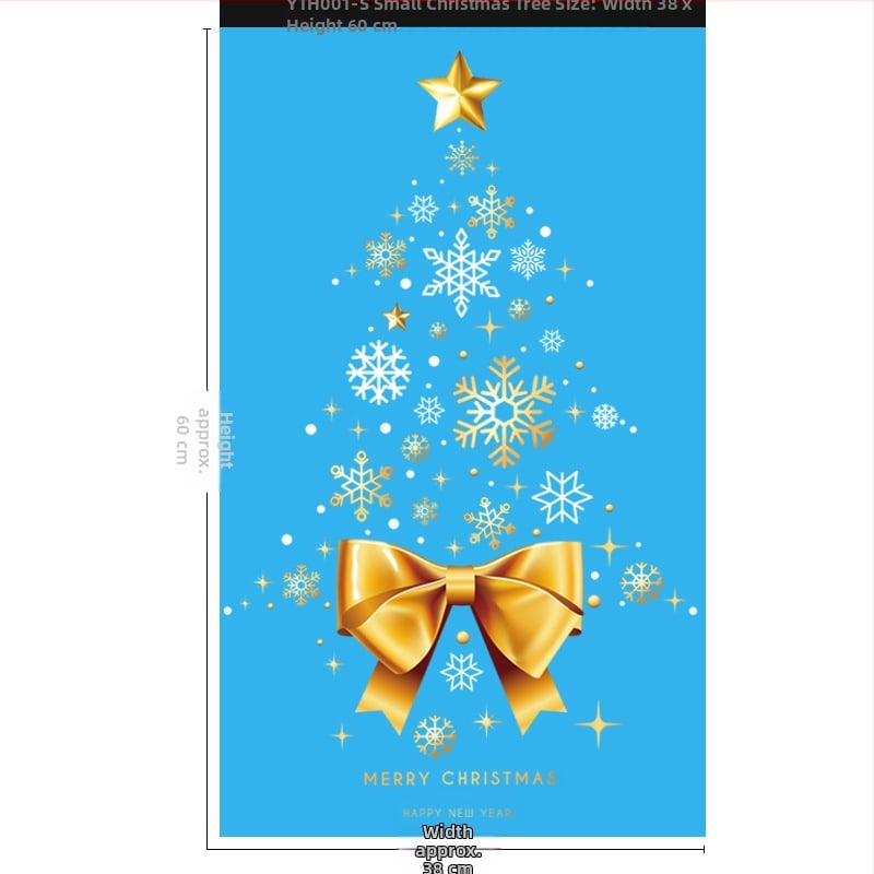 Jõulukaunistused 2025. aasta jõuluklaasikleebised, kuldsed jõulupuukleebised, ukse- ja aknapärja staatilised kleebised