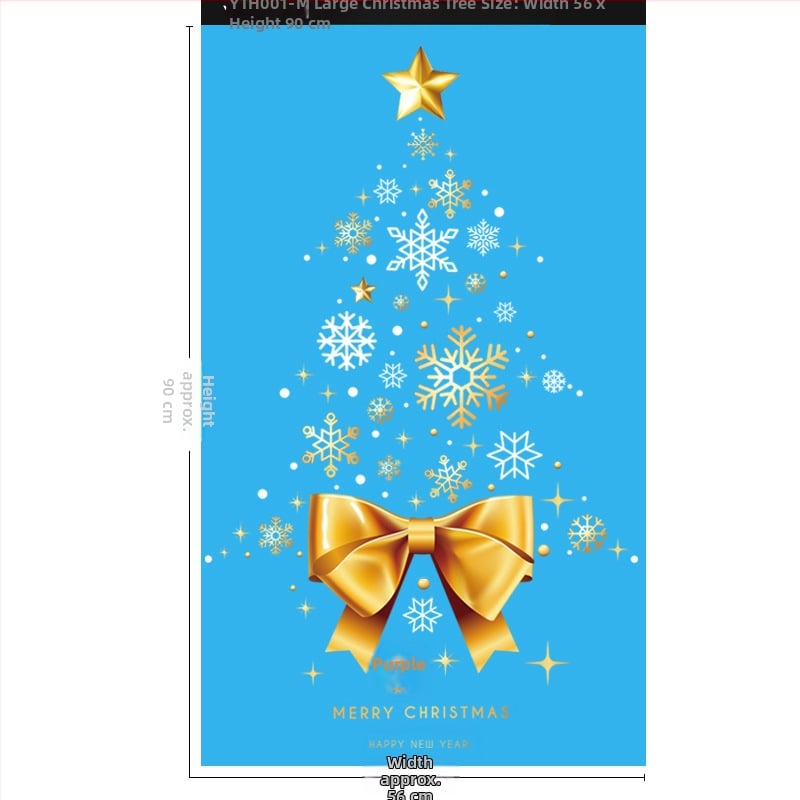 Jõulukaunistused 2025. aasta jõuluklaasikleebised, kuldsed jõulupuukleebised, ukse- ja aknapärja staatilised kleebised