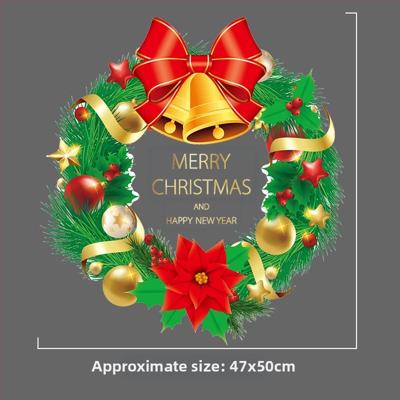 Jõulukaunistused 2025. aasta jõuluklaasikleebised, kuldsed jõulupuukleebised, ukse- ja aknapärja staatilised kleebised