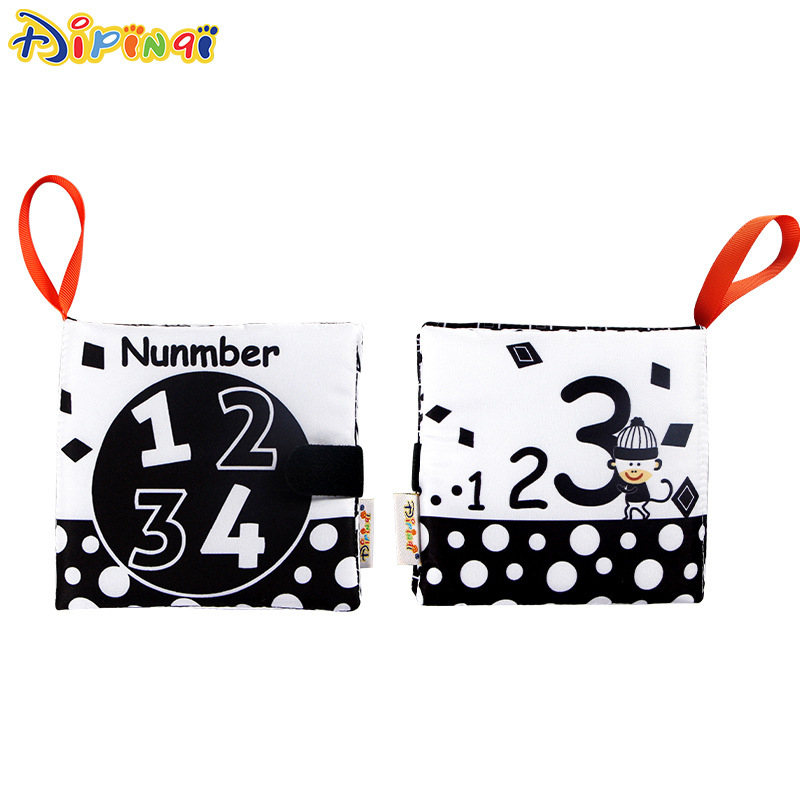 Naujas kūdikio medžiaginis sąsiuvinis, juodai baltas, skaitmeninis, pažintinis, barškantis popierius, vaikų ankstyvojo ugdymo knyga, atspari ašaroms, medžiaginis sąsiuvinis kūdikiams, žaislai